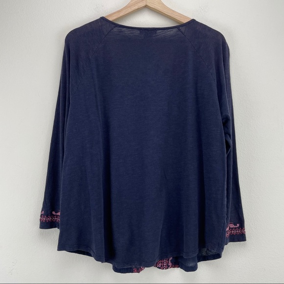 Lucky Brand Lace Up Front Embroidered Peasant Top - Picture 5 of 7